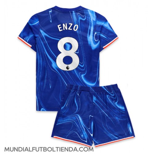 Camiseta Chelsea Enzo Fernandez #8 Primera Equipación Replica 2024-25 para niños mangas cortas (+ Pantalones cortos)